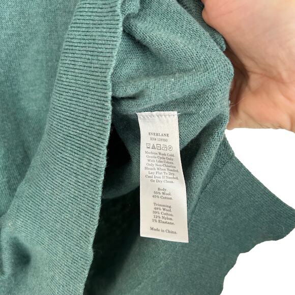 Everlane Green Wool Blend Short Sleeve Turtleneck Sz S - Picture 3 of 5